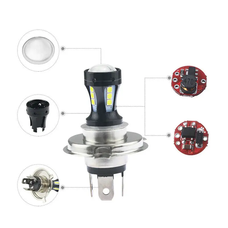 Faros LED H4 de 2 piezas para coche, motocicleta, camión, Tractor, remolque, luz de trabajo todoterreno, foco SMD