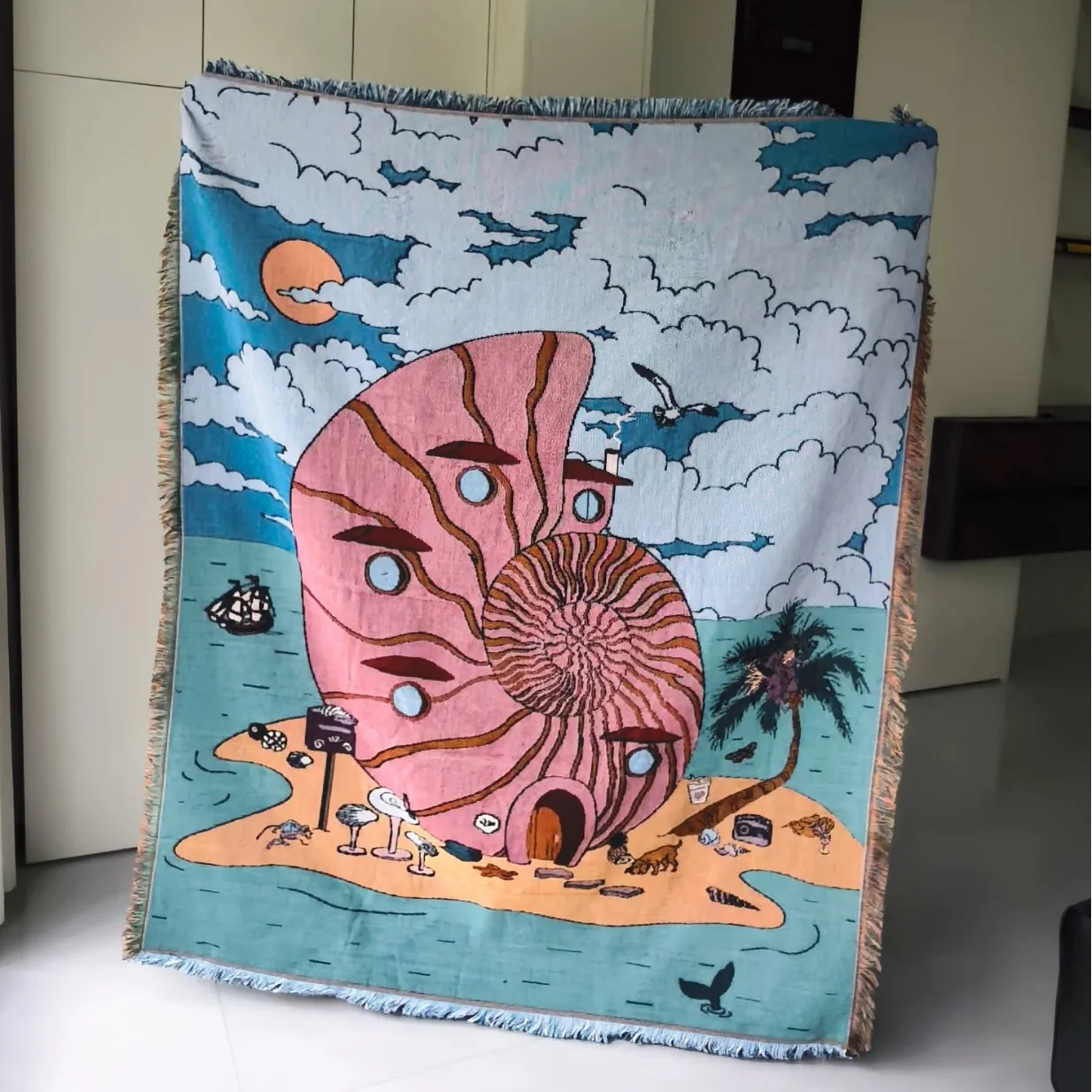 Sofa Cover Sofa Towel Artistic Tapestry Blanket Wall Painting Decor Hanging Tapestries Camping Multi Functional Knitted Blanket