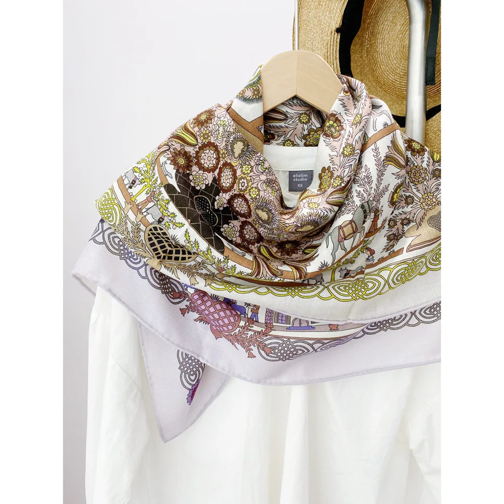 Double Faced Silk Wool Scarf Luxury Designer Women Hair Head Scarfs for Female Herms Rolled Shawls Square Warm Handkerchief