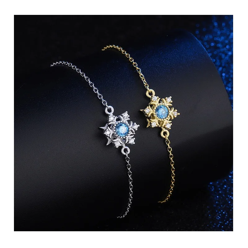 

Браслет «Снежинка» для девочек, нишевый дизайн, ручная работа, корейская версия, ретро-стиль, инкрустированный бриллиантами и сапфирами