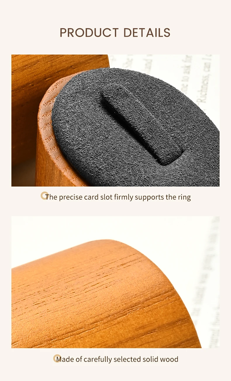 Oirlv Solid Wood 3 Pcs Ring Display Stand Showcase Jewelry Organizer Holder for Rings Trade Show Countertop Ring Bearer