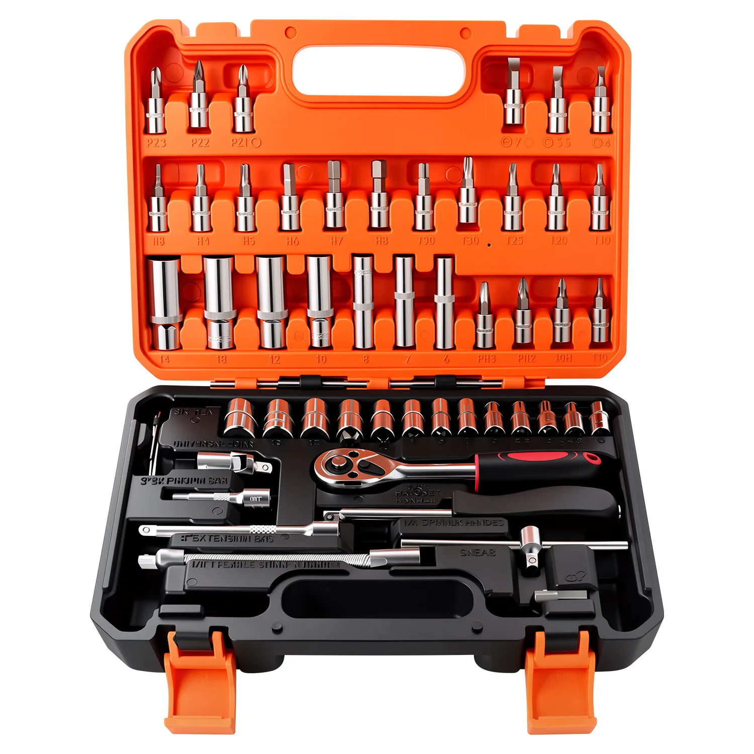 53-piece 24-tooth multifunction motorcycle repair socket wrench set, combined hardware toolbox, suitable for various repairs