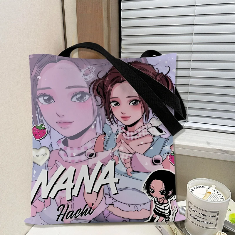 Anime Nana Girl Canvas Handbag Y2k Women High Capacity Shopping Bags Harajuku Daily Commuting Shoulder Bag Printing Totes