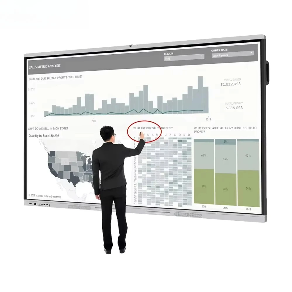 

HDFocus Newest Android 11.0 Digital Whiteboard Smart Board Interactive Tablet 100 Inch Interactive Boards