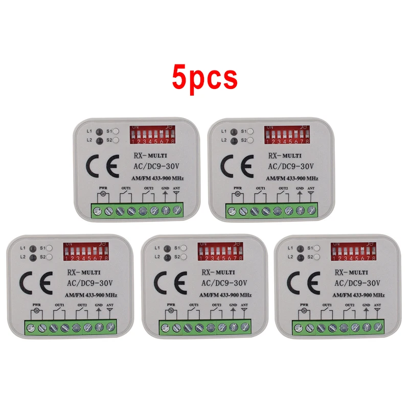 1-20pc RX MUTI 300-900mhz Universal Garage Door Remote Control 433mhz 868mhz Receiver Switch 2CH AC/DC 9-30V 12V 24V Module