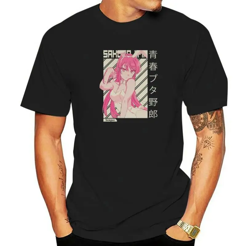 Kawaii Pink Bunny Girl TShirt Harajuku Aesthetic Anime Senpai Tee Manga Tee Men Women Tops Hentai Ullzang T-shirt Anime Shirt