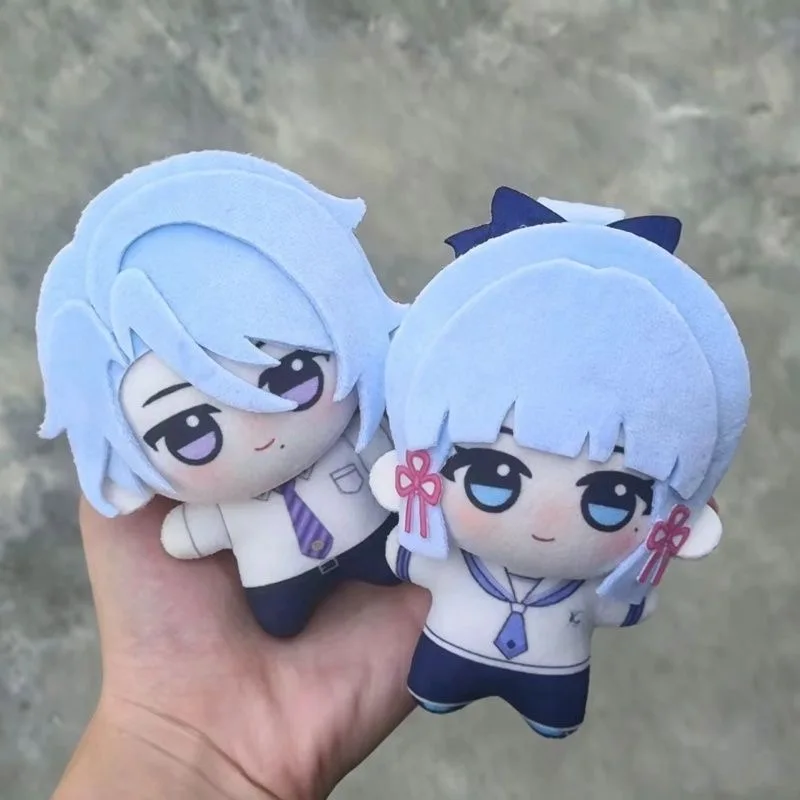 10cm Anime Genshin Impact Kamisato Ayato Plushie Stuffed Doll Kamisato Ayaka Plush Toys Decor Pendant Doll Figure Xmas Gift