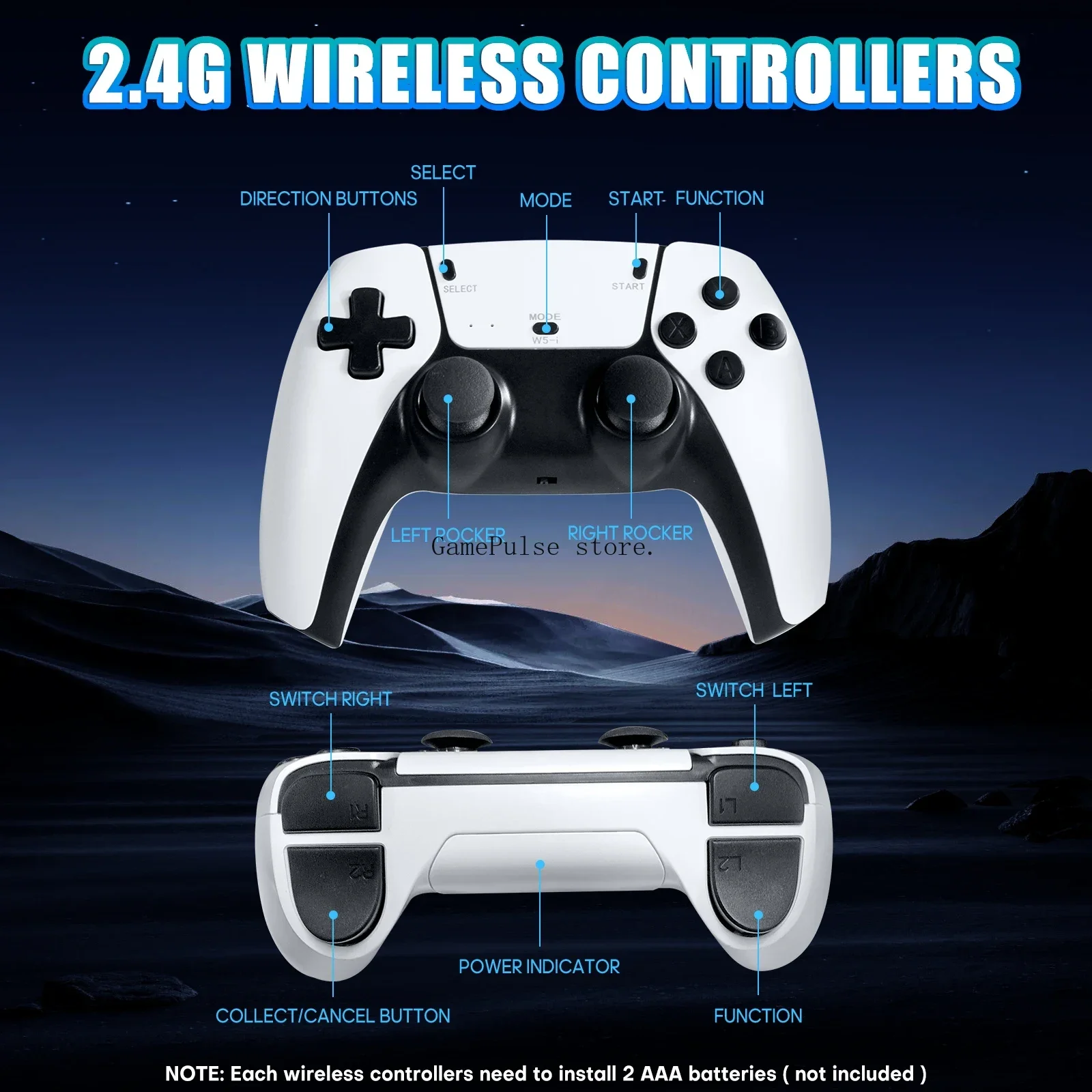 gamepulse2026-20000-レトロゲームスティック-内蔵ゲーム-23種類のエミュレーター-4k-hd-hdmi-tv-プラグアンドプレイコンソール-2つのワイヤレスコントローラー