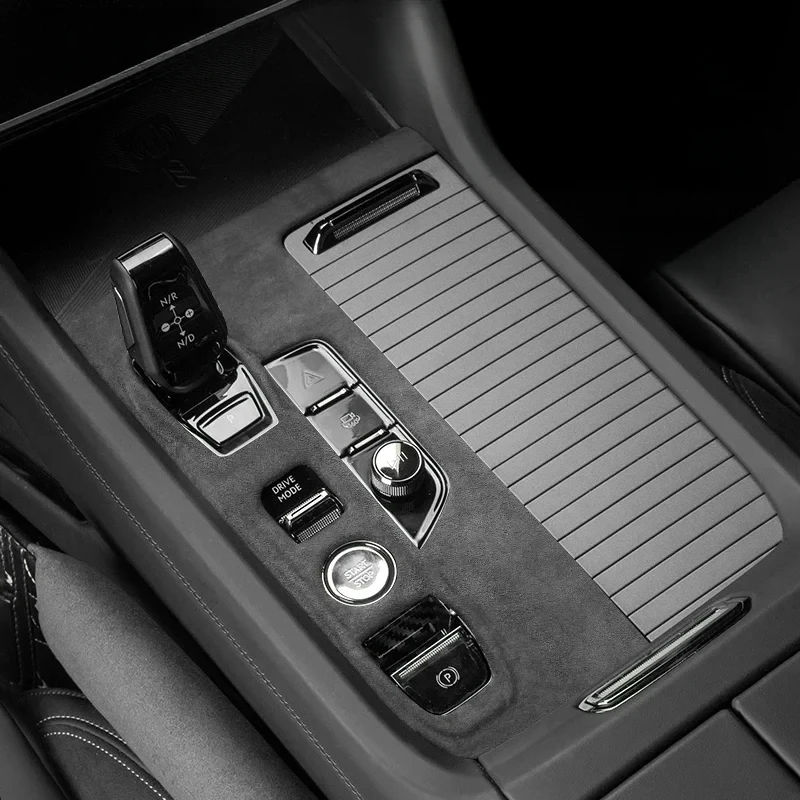 Suede Black For LYNK CO 09 ABS Alcan tara Central Control Gear Shift Panel Decorative Frame