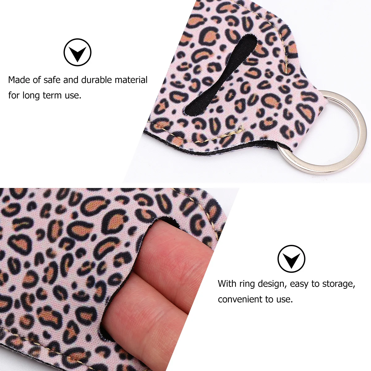 

4pcs 30Ml Hand Bottle Cover Leopard Print Portable Pouch For Refillable Container Empty Bottle Bag Key Ring Holder
