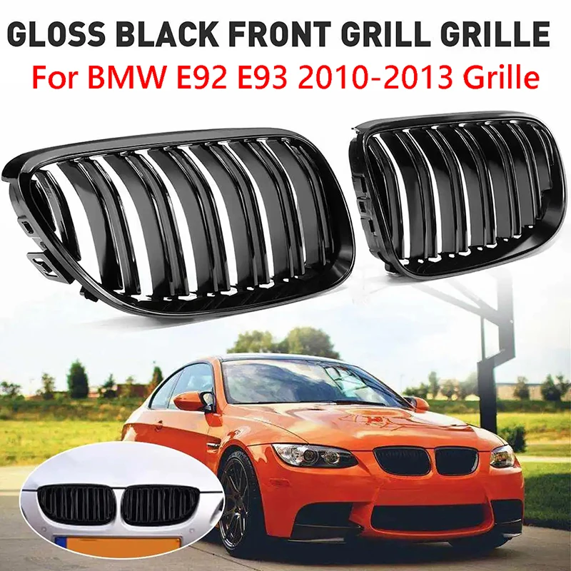 

Suitable for BMW 3 Series E92 E93 M3 28I 335I 2010-2013 racing grille kidney shaped grille double line bright black car front bu