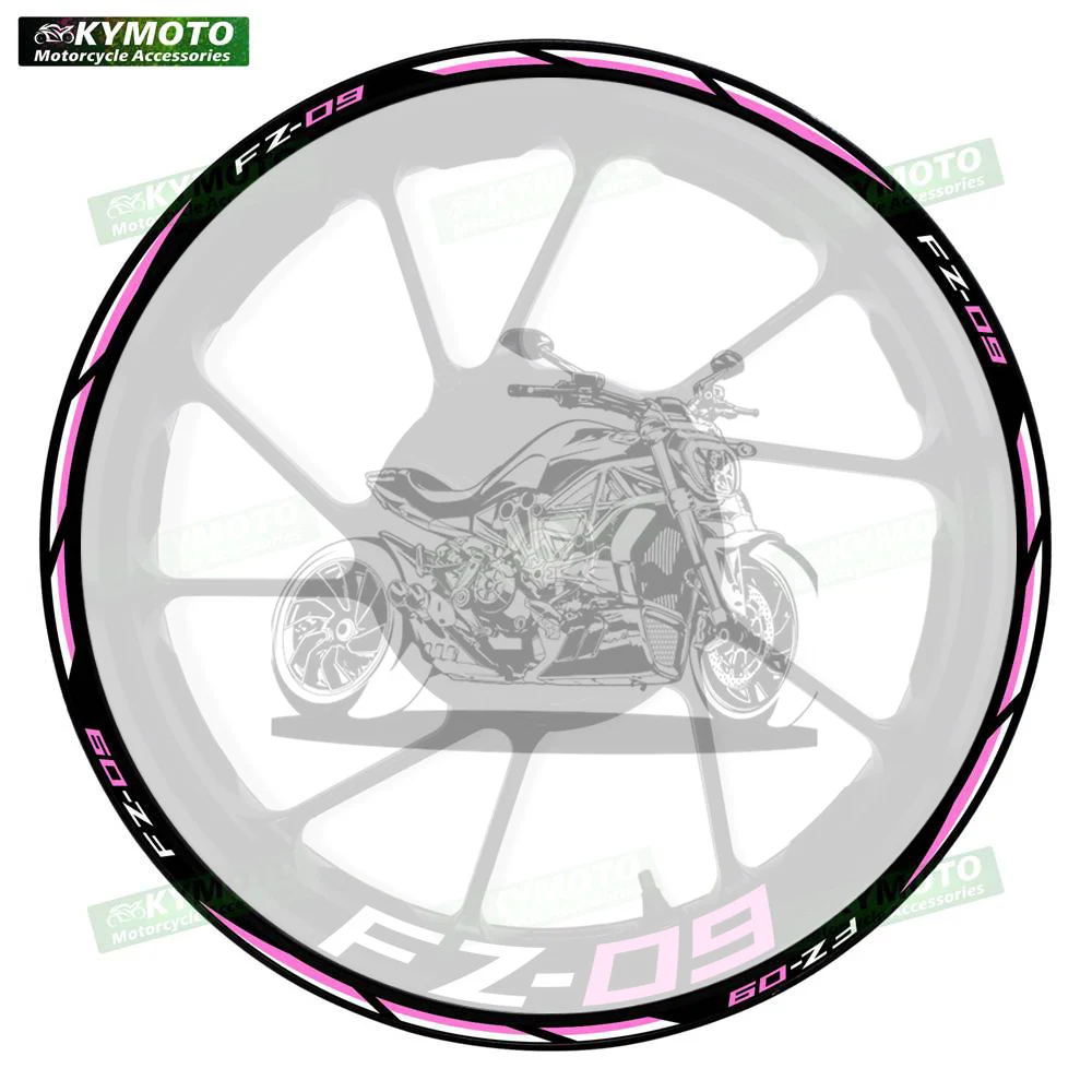 

Для FZ-09 FZ09 аксессуары для мотоциклов 17-дюймовые наклейки в полоску на переднее и заднее колесо, обтекатель, светоотражающие наклейки, украшение