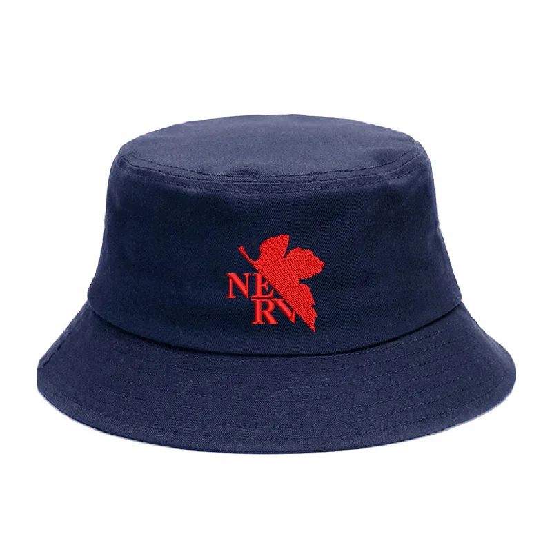 EVANGELION NERV Bordado Verão Balde Chapéu Mulheres Viagem Protetor Solar Chapéu Homens Pesca Boné de Skate Anime Cor Sólida Boné de Praia