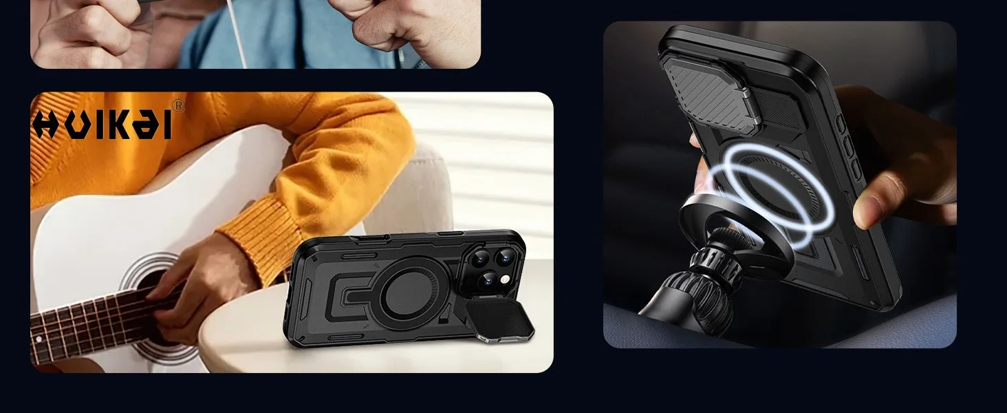 Hülle für iPhone 18 Pro Max, 18 Pro, 17e, 16e, 16 Pro, 15, 14 mit Kamera-Ständer, magnetischer Funktion, stoß- und kratzfest, schützende Hartschale – Detail 9