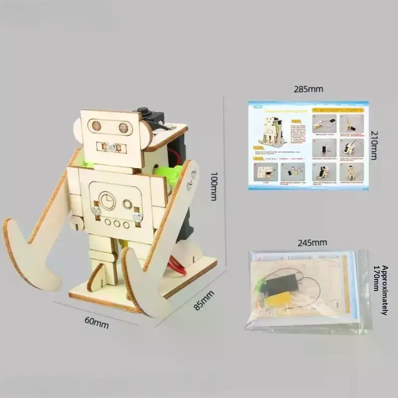 1 Set Educational STEM Project Science Experiment Assemble Toy For Scientific Puzzle DIY Wood Walking Robot Model Kit For Kids
