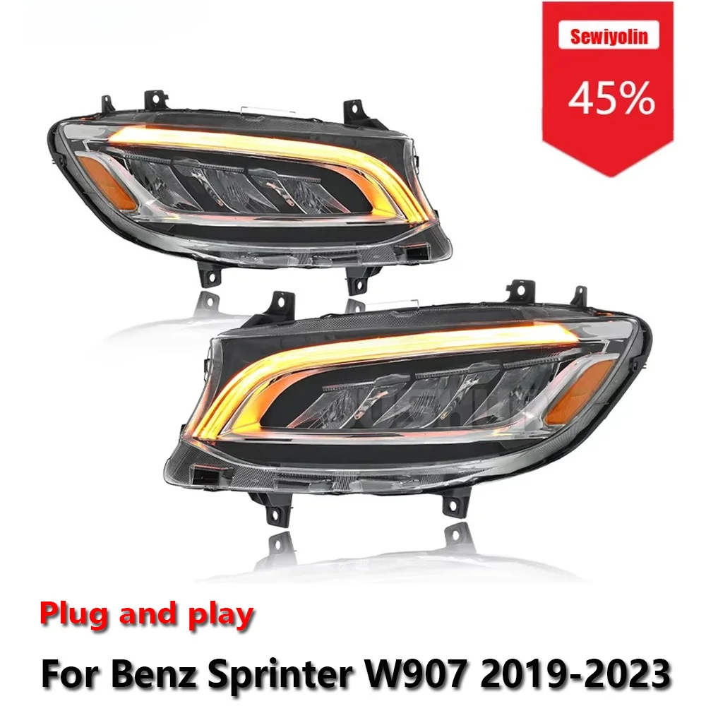 

Sewiyolin Car LED Headlight Accessories For Benz Sprinter W907 2019-2023 DRL Brake Turn Signal Lamp Plug and Play