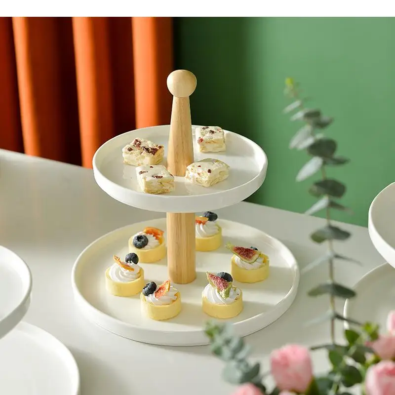 Multilayer Ceramic Fruit Plate Cake Pastry Bread Tray Snack Candy Display Stand Home Kitchen Tableware Snacks Dessert