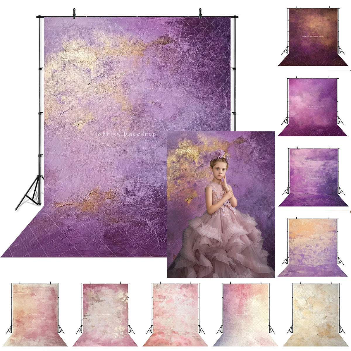 

Gold Purple Pink Peach Photography Backdrops Kids Adult Photocall Decors Photostudio Props Spring Light Color Backgrounds