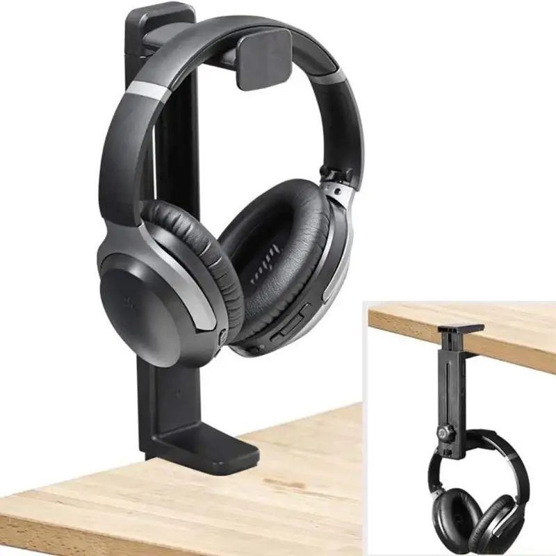 E56B Headphone Holder Headsets Stand Rotatable Adjustable Height Sturdy ABS Construction Space Saving Headphone Hanger