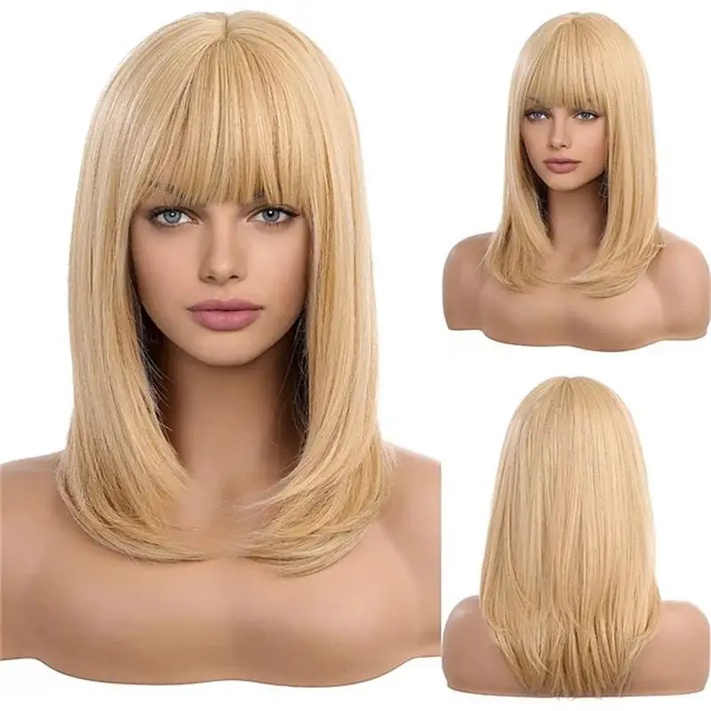 

New European and American wigs, women's blond short hair, chemical fiber African wigs, headgear.