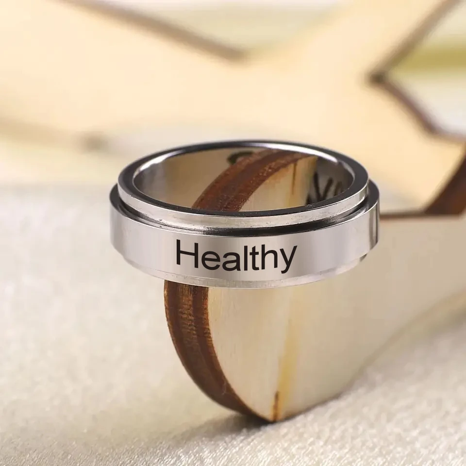 

COOLTIME Custom Engraved Name Ring Stainless Steel Personalized Custom Rotating Fidget Ring Jewelry Birthday Party Gift