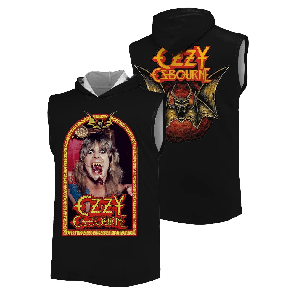 Summer new 3D printed sports hooded vest Ozzy Osbourne popular rock band Hip hop Breathable quick-dry casual men's tank tops
