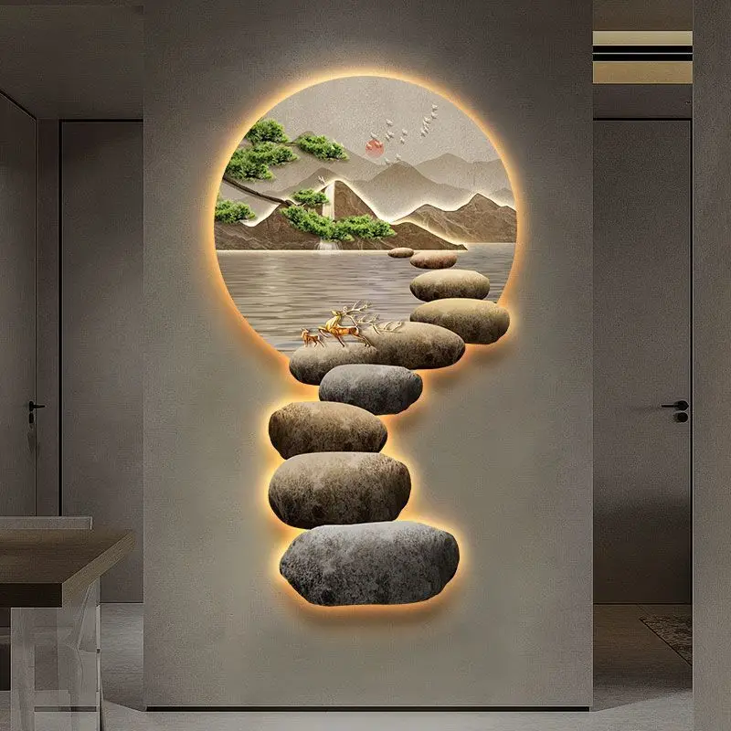 Luxury Corridor End Hanging Painting Stone To Run The Chinese Entry Porch Decorative Painting Light