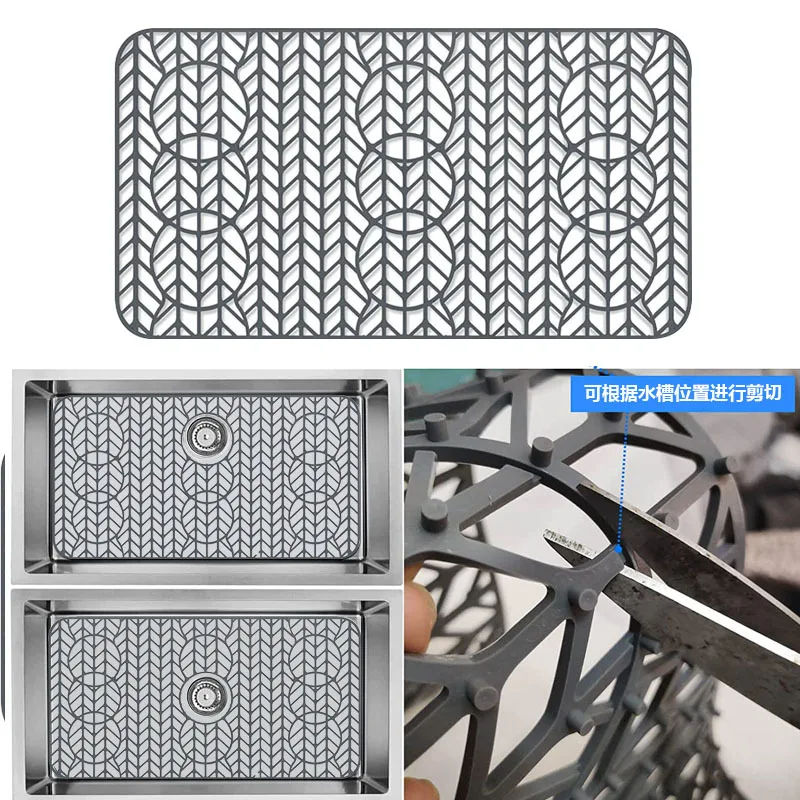 Silicone Kitchen Dishwashing 9 Holes Hollow Sink Pad Bottom Scratch-proof Multi-functional Non-slip Pad Universal