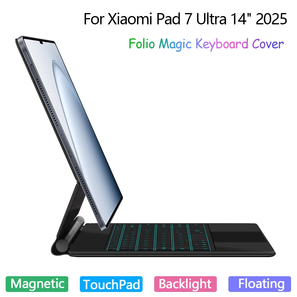 Folio Magic Keyboard для Xiaomi Pad 7 Ultra 2025 14-дюймовый чехол для планшета Mi Pad7 ultra, английский, испанский, русский, арабский, умная клавиатура Folio Magic Keyboard для Xiaomi Pad 7 Ultra 2025 14-дюймовый чехол для планшета Mi Pad7 ultra, английский, испанский, русский, арабский, умная клавиатура