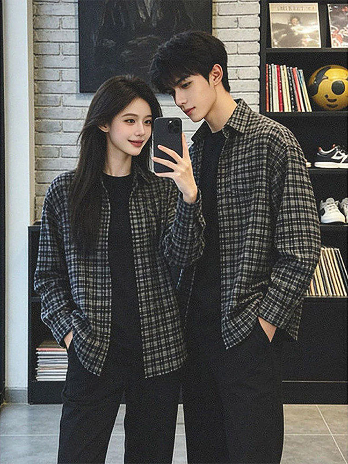 

Cleanfit Heavyweight Plaid Long Sleeve Shirt Unisex Casual Lightweight Summer Outerwear Anti-Uv Loose Fit Youth Fashion
