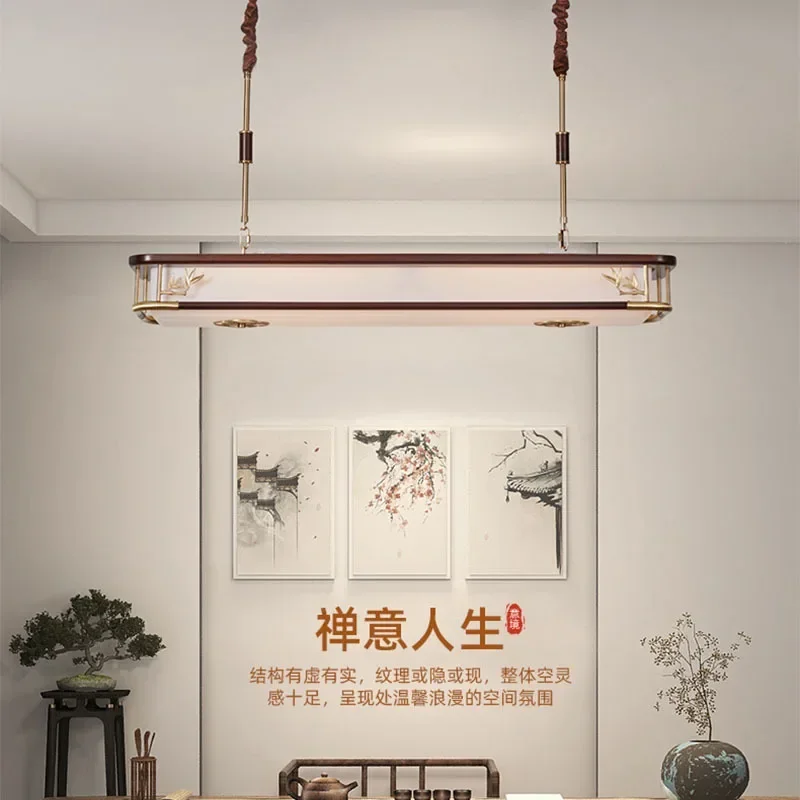 

Цельномедный новый китайский подвесной светильник - винтажная лампа из массива дерева для чайной и декора в китайском стиле
