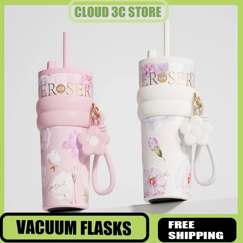 

Sidagar Thermal Straw Bottles Large Capacity Ceramic Inner Pot Water Cup Thermos Bottle Keep Cold and Hot Coffee Cup Woman Gifts