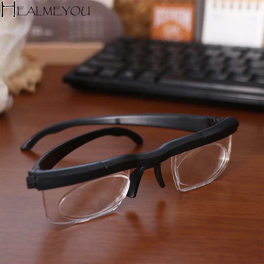 Variable Lens Adjustable Strength Glasses Correction Myopia Eyewear Distance Reading Glasses Adjustable Degree Double Vision