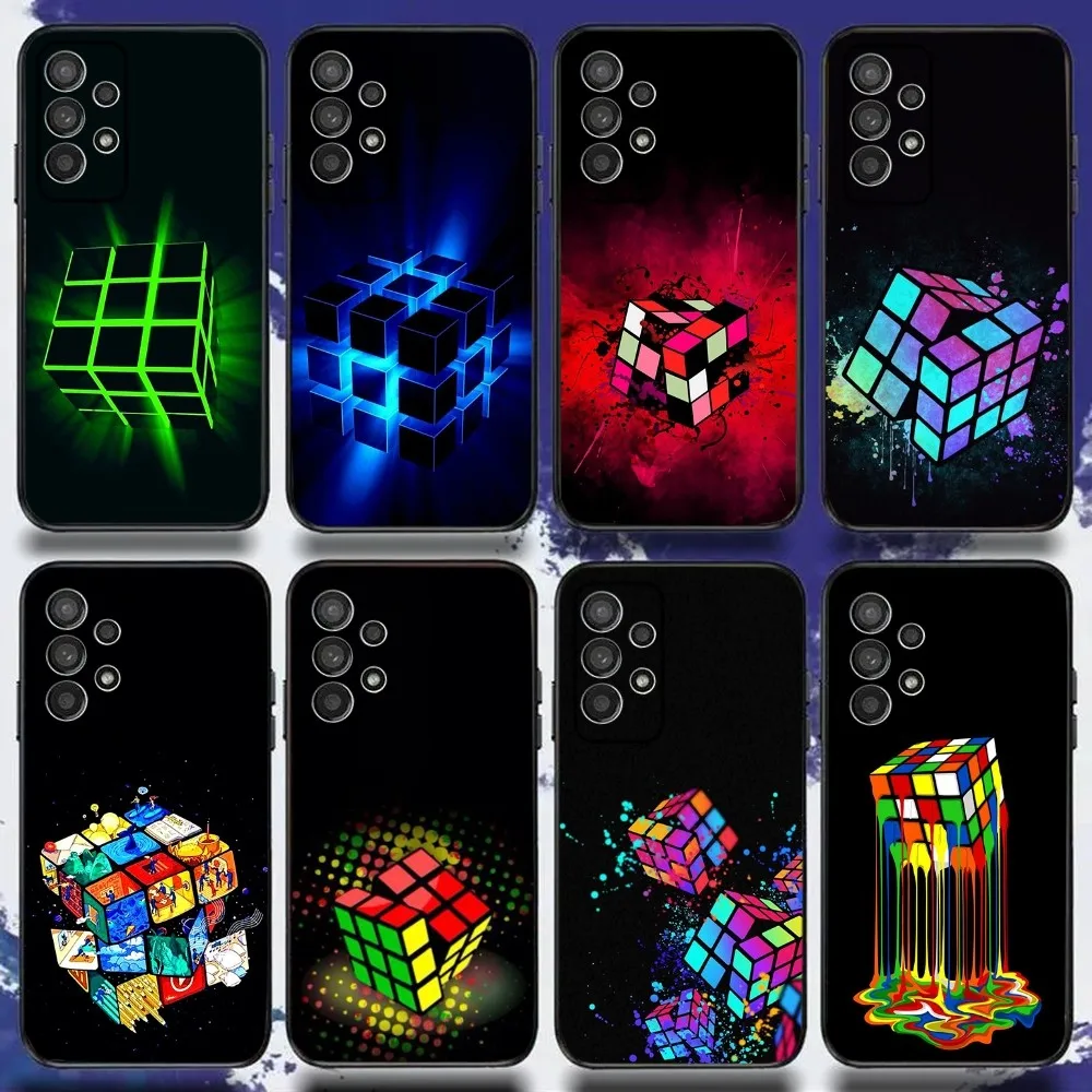 Funny Rubiks Cube Phone Case For Samsung S24,S21,S22,S23,S30,Ultra,S20,Plus,Fe,Lite,Note,10,9,5G Black Soft Cover