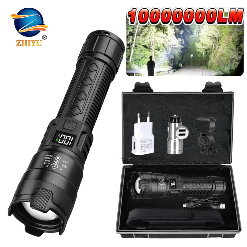 

Ultra Bright LED Flashlight 2000LM Type-C Rechargeable Long Range Zoom Tactical Torch Outdoor Emergency Camping Fishing Lantern