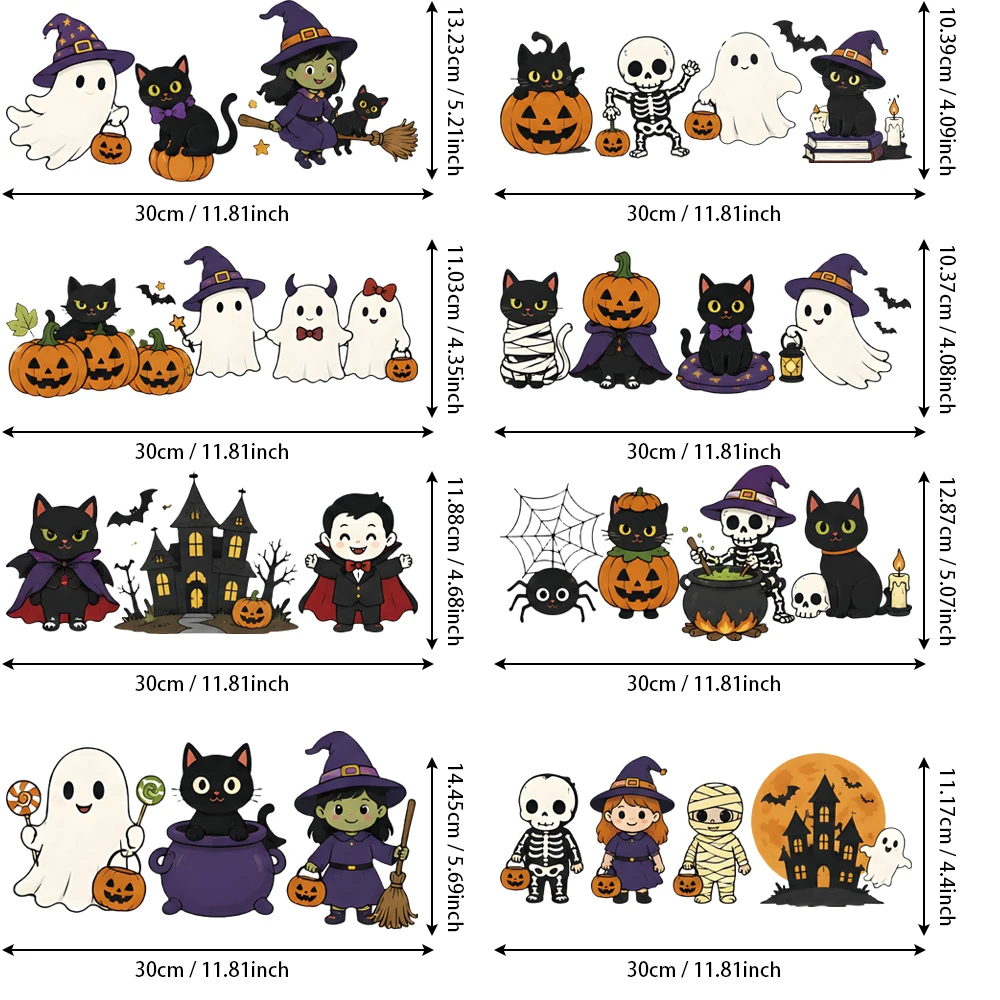 8Pcs Halloween Heat Transfer Sticker Set, Washable Daily Wear, No Lingering Odor Print Intact