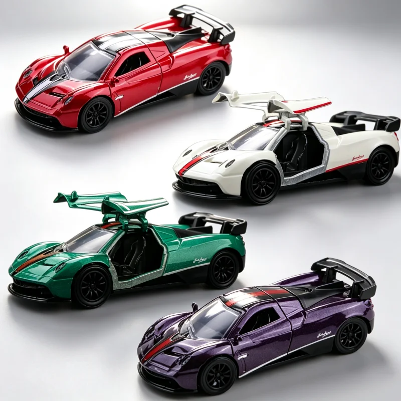Modèle de supercar en alliage moulé sous pression, voiture de sport à mécanisme de recul avec portes ouvrantes, véhicule de collection multicolore à l’échelle 1:32.