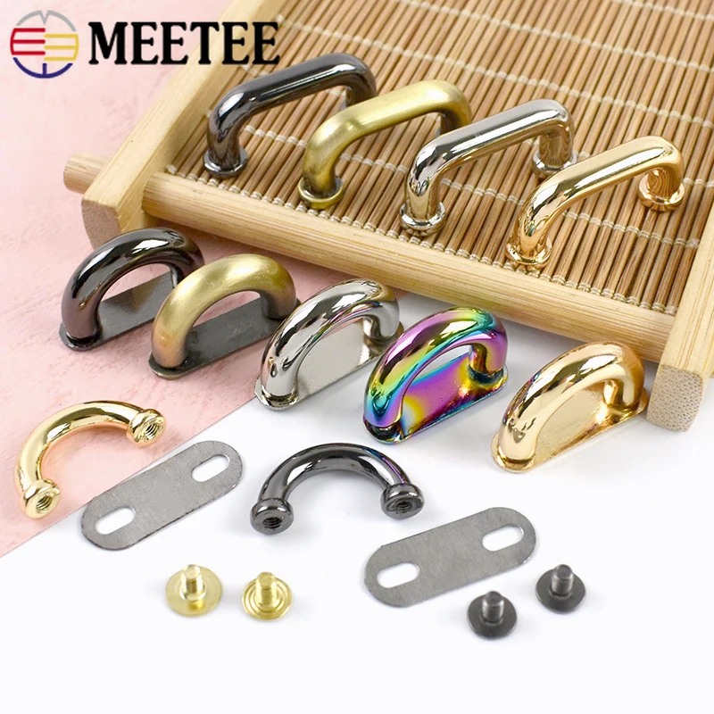 

4/10Pcs Meetee Metal Arch Bridge Buckle with Screws Handbag D Ring Connector Bag Decor Hanger Hook DIY Bags Hardware Accessories