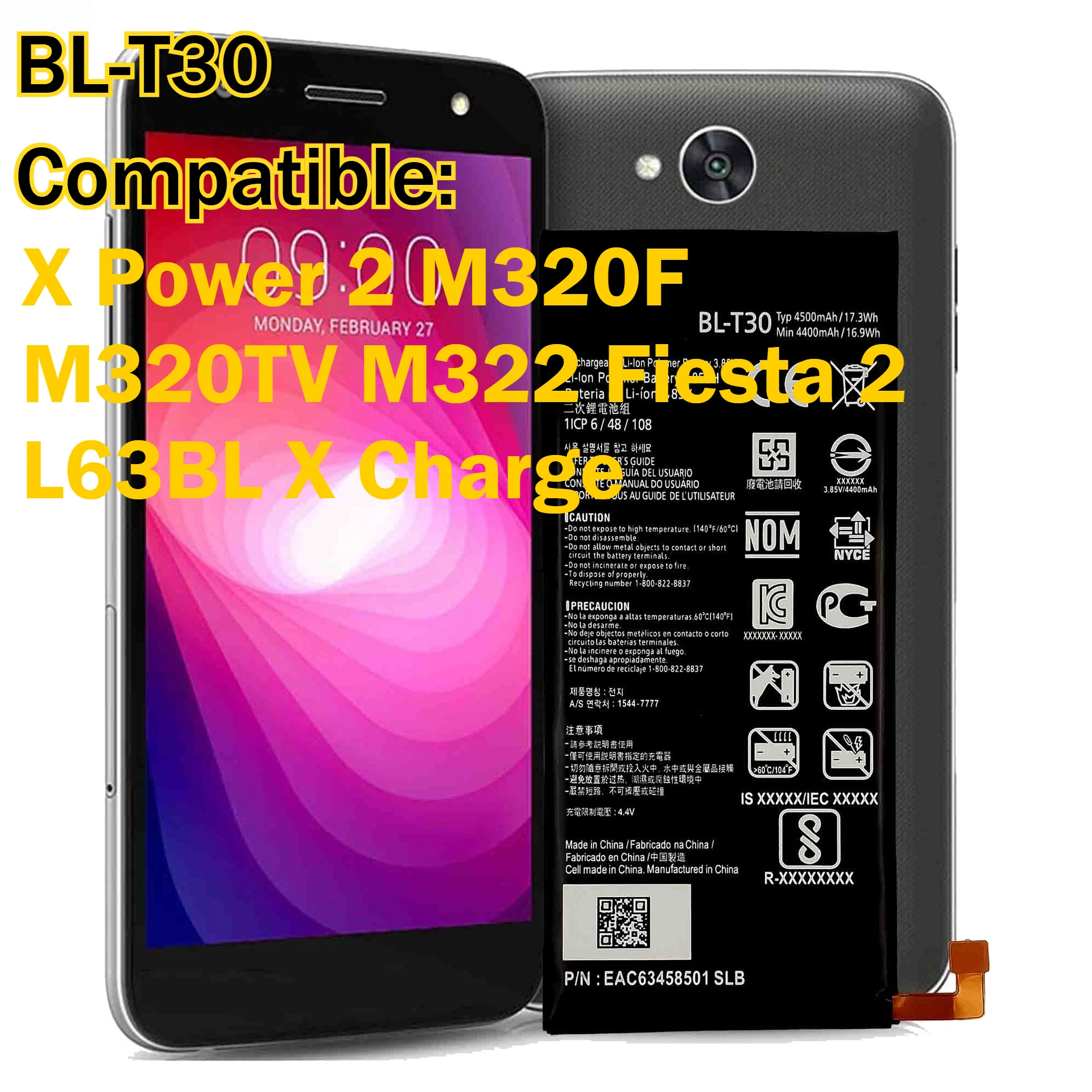 BL-T33 BL-T30 BL-T24 BL-T39 Battery For LG Q6/M700/M703/Q6 Plus XPower 2/M320F K220/K210/US610 G7/Q7+ Mobile Phone Batteries view 3