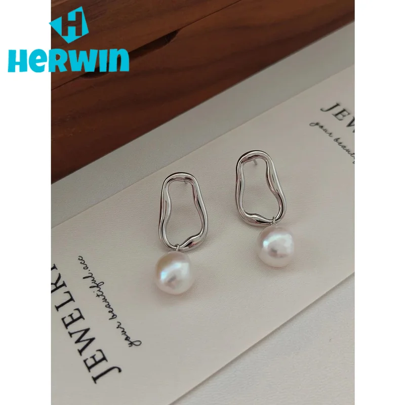 NEW ​ Full Body S925 Pure Silver Plated With Platinum | Baroque Pearl Earrings 100723