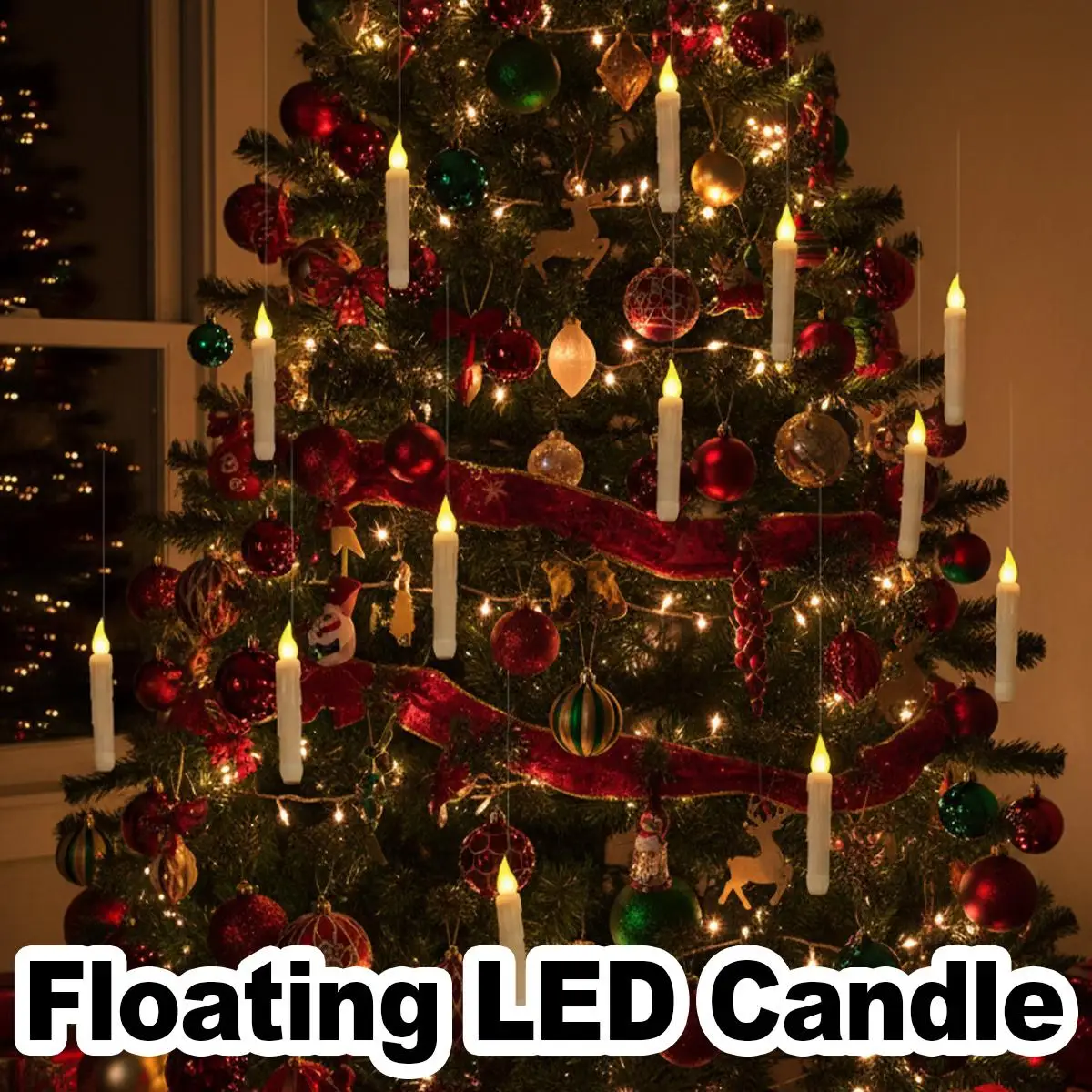 12/20PCS Floating Candles with Wand Remote Magic LED Hanging Taper Light Battery Operated Warm Yellow Candle Wedding Atmosphere