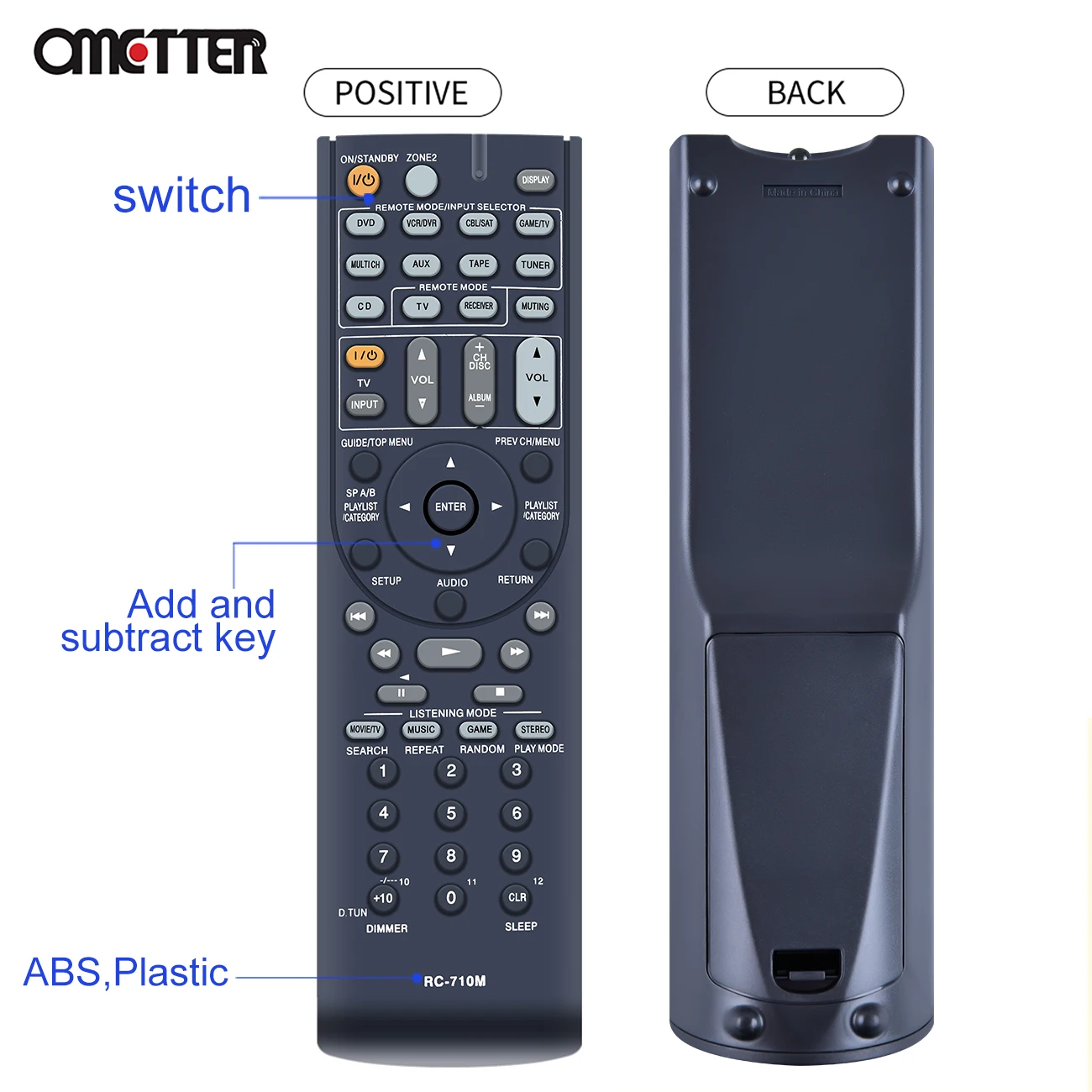 for Onkyo RC-710M RC-707M Channel AV Audio Video Receiver Remote Control TX-SR606S HT-S7100 TX-SR606B HT-R560 TX-SR702 HT-R667