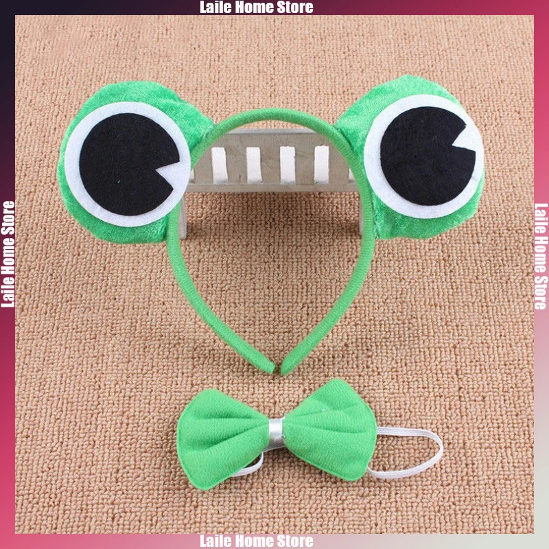 4pcs Cartoon Frog Headwear Gloves Bowtie Set Cute Animal Cosplay Decor Prop Accessories Boy Girl Party Holiday Carnival Dress Up