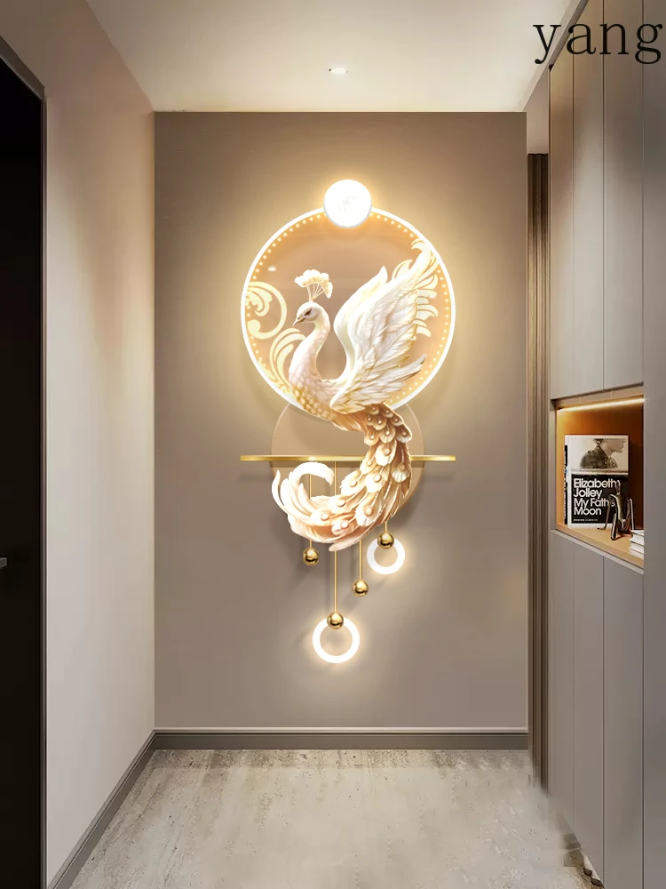 cx cream wind home wall decoration pendant, living room decoration peacock statue hanging painting
