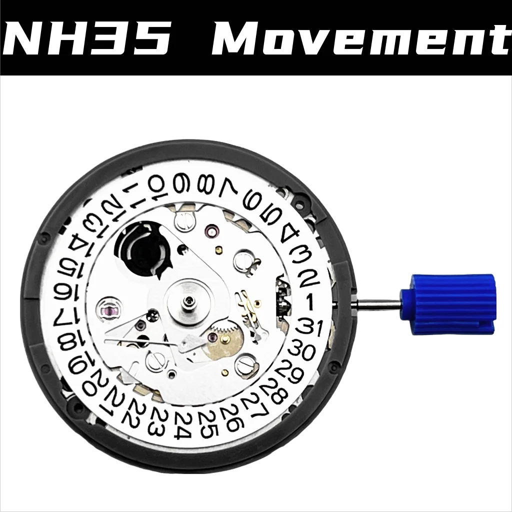 

NH35 Movement White Calendar 24 Jewels High Accuracy Mechanical Movement Watch Accessories For 3/3.8 o'clock Crown