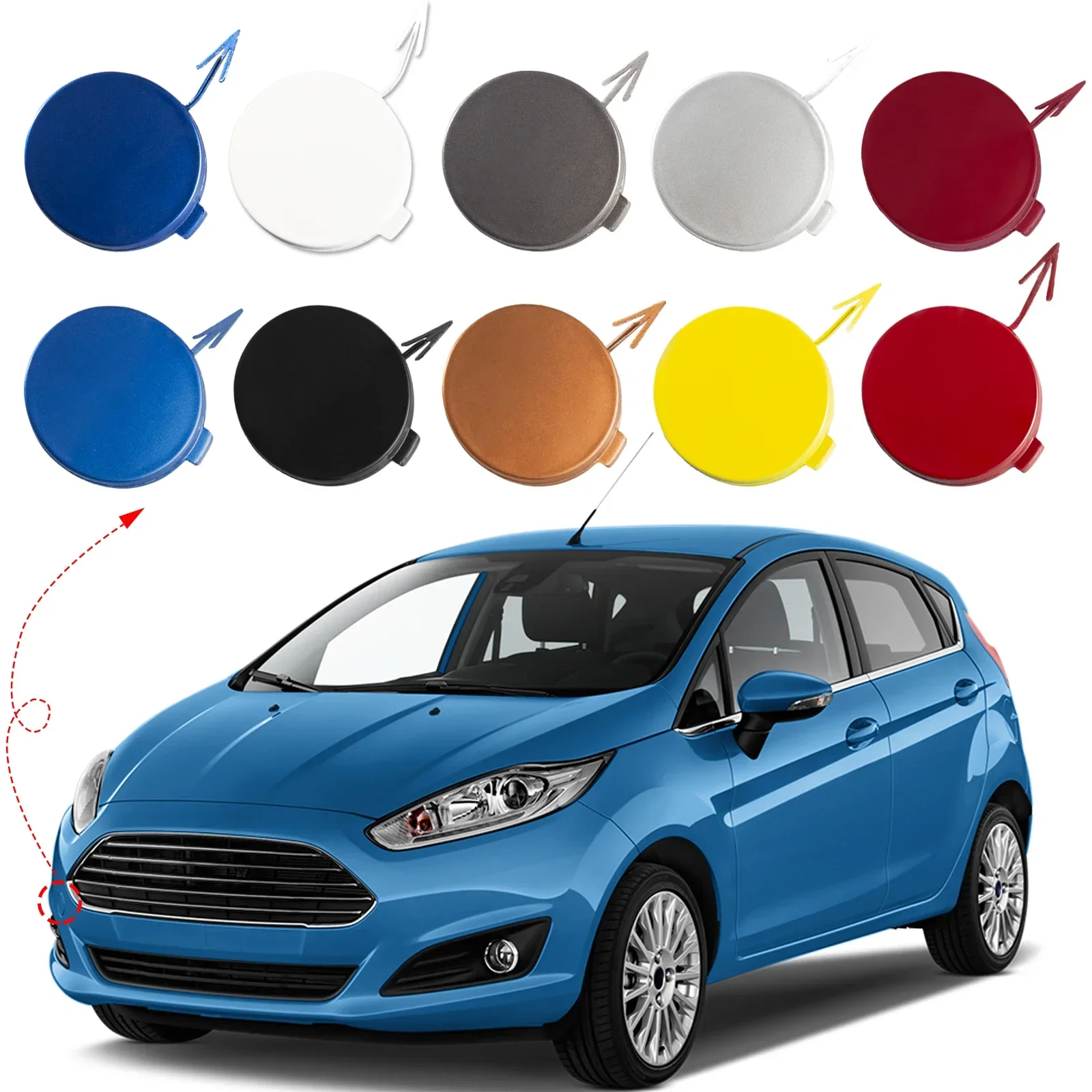 Tapa  cubierta  gancho  remolque para parachoques lantero, ojo  remolque para accesorios Ford Fiesta 2012 2013 2014 20