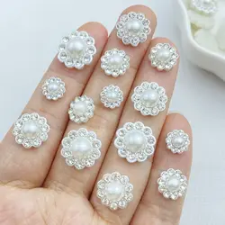 50Pcs New Cute Resin Flower Diamond Bead Flat Back Ornament Jewelry Making Manicure Hairwear Accessories