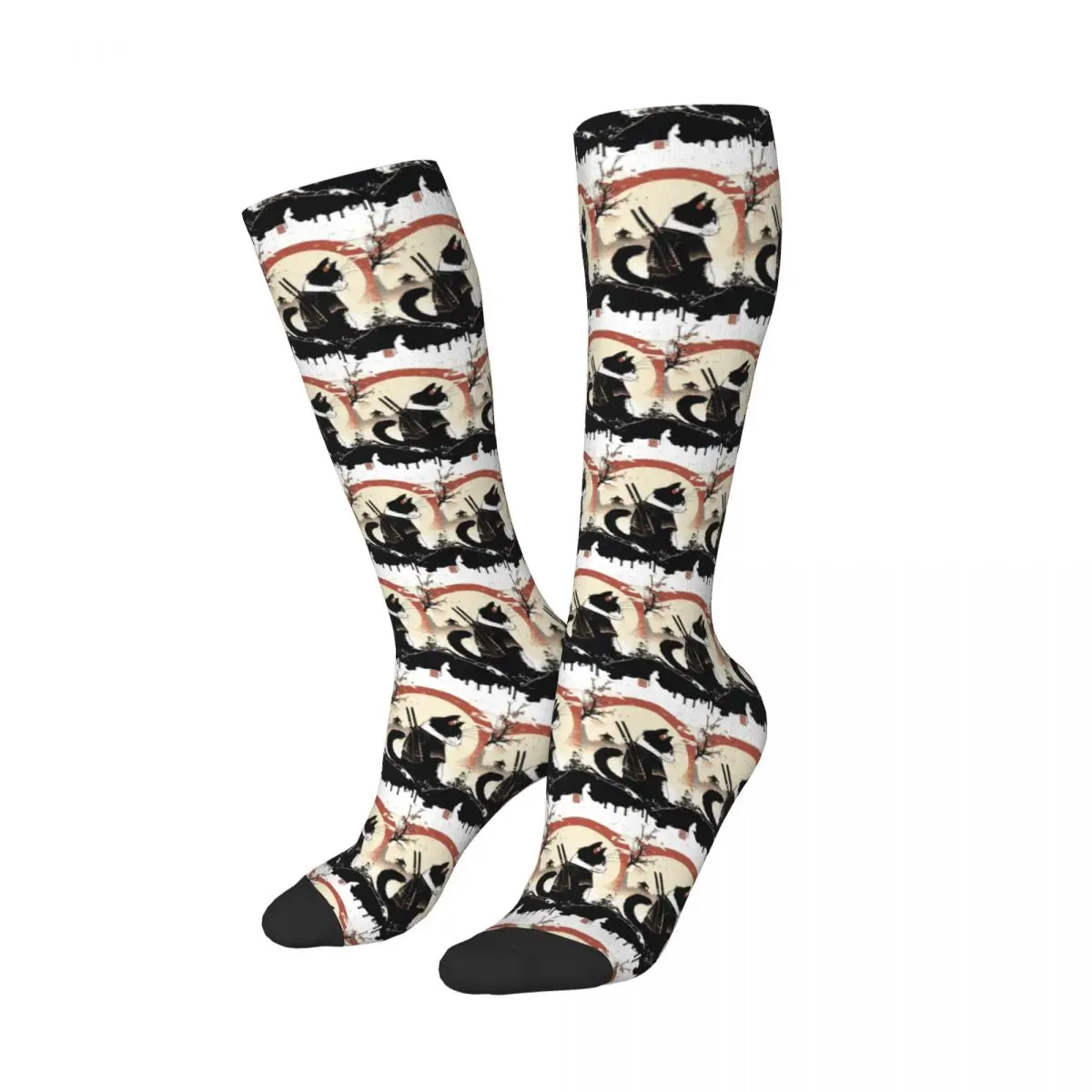 

Cats Anime Samurai Sword Socks Harajuku Stockings All Season Long Socks Accessories for Unisex Gifts