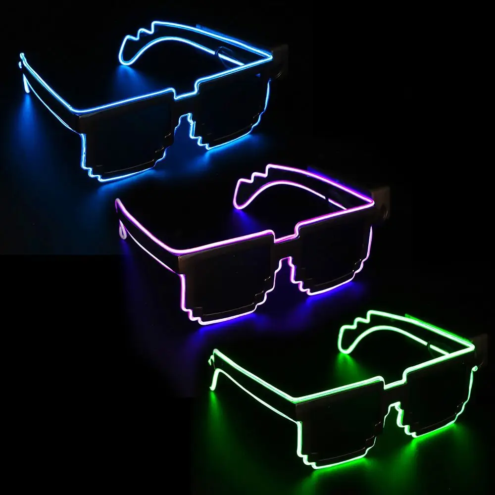 Occhiali a LED a mosaico senza fili Halloween natale compleanno Neon Party nightclub Neon Rave Shades occhiali lampeggianti per bambini adulti