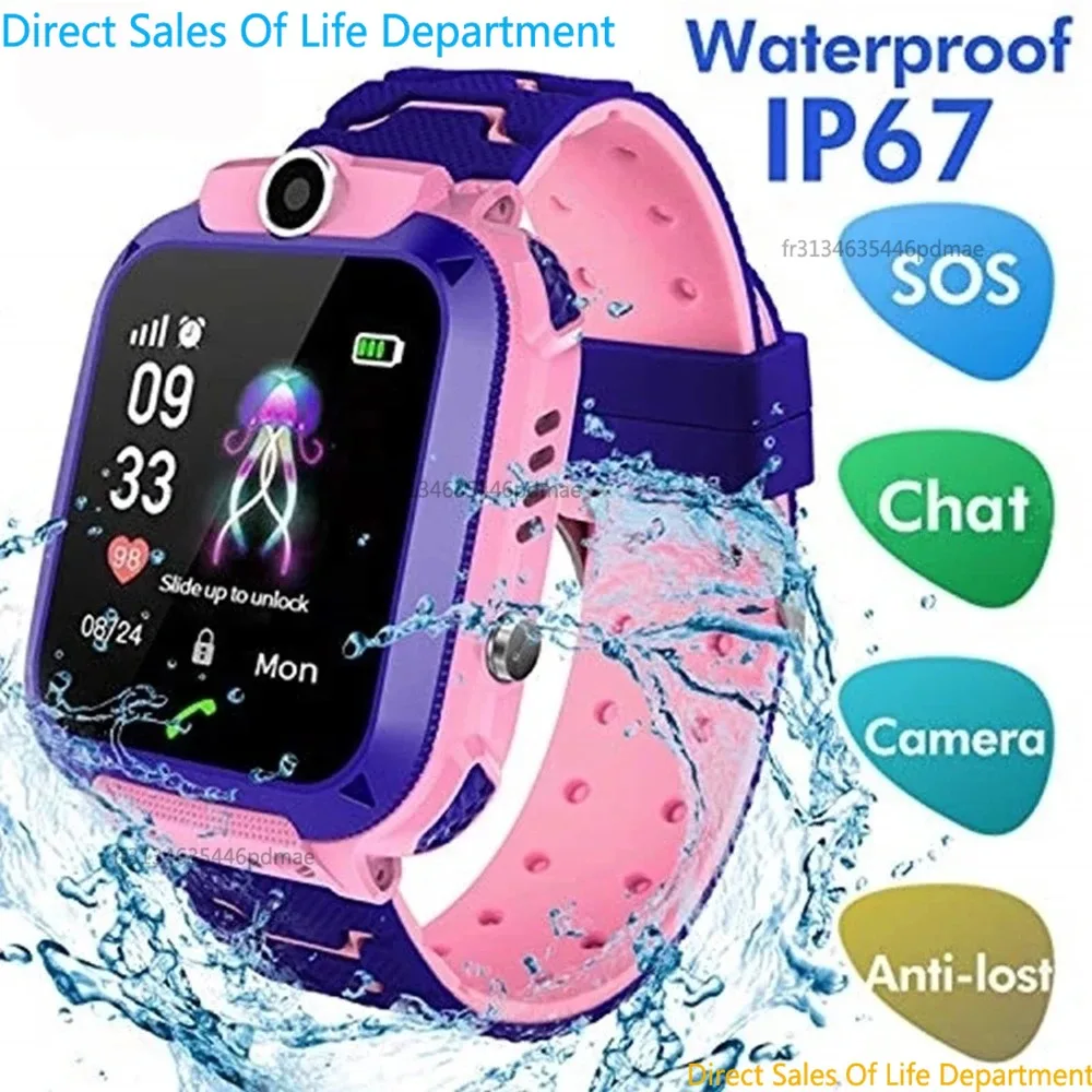 Montre connectée pour enfants Q12 4G avec GPS Tracker, appel d'urgence SOS, caméra, étanche, avec emplacement pour carte SIM